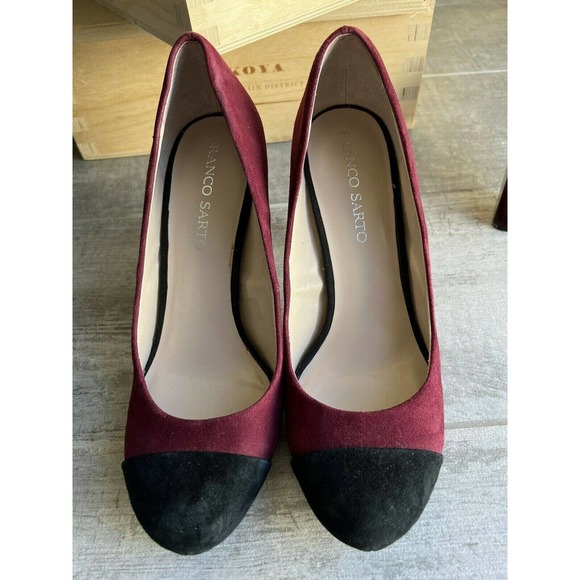 FRANCO SARTO Willa Burgundy Red Suede Leather Pumps High Heel Designer 8.5 - Picture 2 of 9